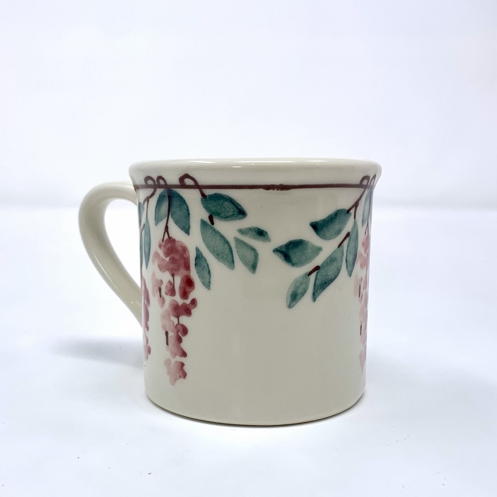 Vintage Hartstone Pottery Mug Spring Flowers Wisteria Hand Painted USA 1982